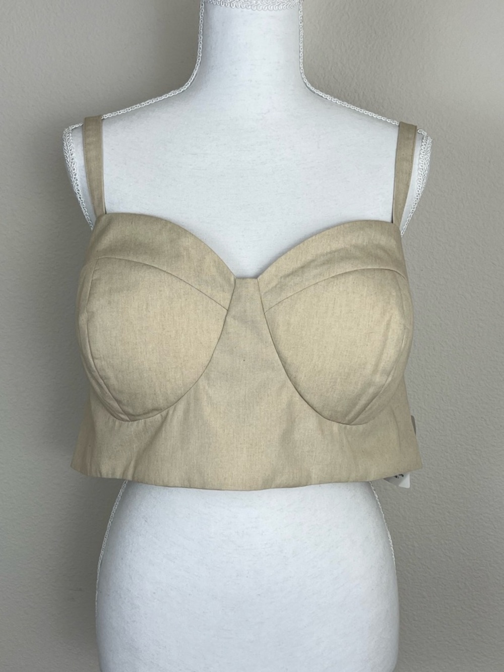 ASOS Luxe Curve Beige Corset Top Bustier Crop Capsule Wardrobe Neutral US 14